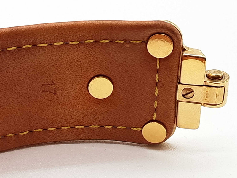 Louis Vuitton Save It Brown Monogram Leather Cuff Bracelet 6 In Do1025crde