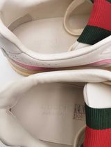 Gucci Re-web White & Pink Leather Sneakers Size 38 Eb1225oxzsa
