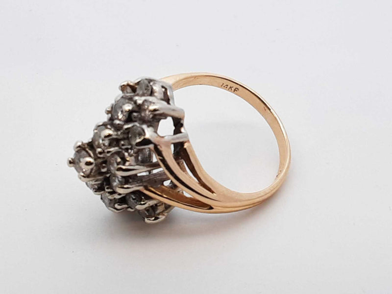 0.64 Ctw Diamond & 14k Yellow Gold Waterfall Ring 4.7 Gram Size 4.25 Fw0725wzxdu