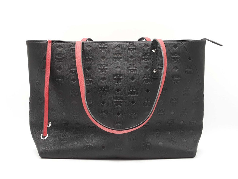 Mcm Klara Shopper Tote In Logo-embossed Black Leather Fw0925wwxdu