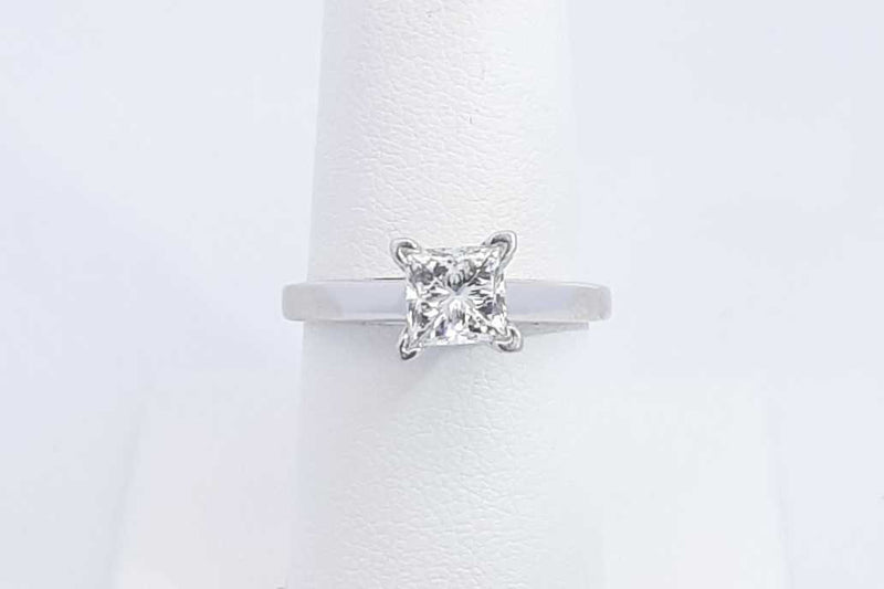 Approx. 0.51ctw Princess Cut Diamond Ring 14k White Gold 4.7g Sz 7.25 Eb724crxsa