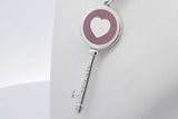 Tiffany & Co. 925 Purple Enamel Heart Key Pendant Necklace 7.5 Grams Eb0426exsa