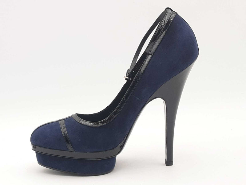 Saint Laurent Navy And Black Courts Blue High Heels Size Eu 38.5 Aa0525czsa