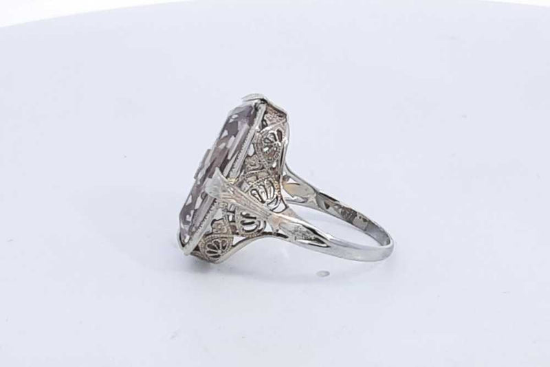 18k White Gold Filigree Ring Size 6.5 4.6 Grams Eb0424lixsa