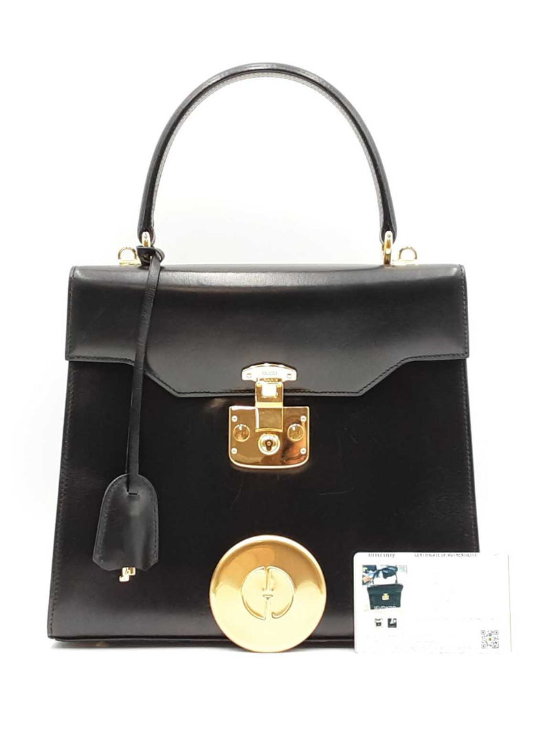 Gucci Lady Lock Black Leather Top Handle Bag Fw0225ozxdu