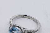Light Blue Gemstone & Diamond Ring In 14k White Gold 2.7g Size 3.75 Eb0426oixsa