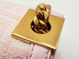 Balmain 1945 Pink & Beige Monogram Jacquard & Leather Shoulder Bag Fw0926wxzdu