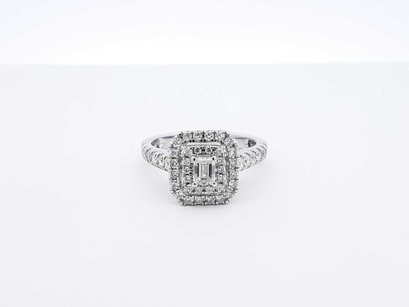 1.32 Cttw Diamond & 14k White Gold Double Halo Ring 4.1 Gram Sz 6.75 Fw0725pzxdu
