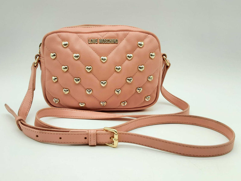 Love Moschino Quilted Heart Pink Leather Crossbody Bag Do1224wxde