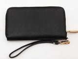 Michael Kors Crossgrain Zip Around Wallet Wristlet Black Aa0726lrsa