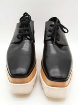 Stellar Mccartney Elyse Black Leather Wood Platform Shoes Size Eu 39 Do0925cxde