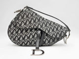 Christian Dior Saddle Bag Handbag In Black Oblique Jacquard Fw0325pxzdu