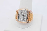0.6cttw Diamond 14k Yellow Gold With Nugget Design 17.8g Size 9.5 Eb0726lwrxsa