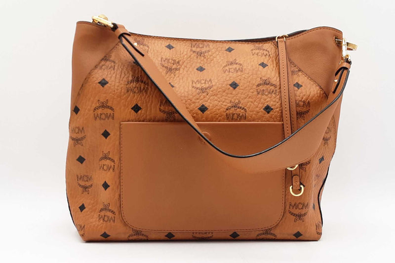 Mcm Klara Visetos Klara Hobo Cognac Shoulder Bag Sd1124lrzdu