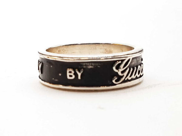 Gucci Ring Black Enamel Interlocking G Band Size 9.75 Lh0923lpxde