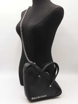 Balenciaga Extra Small Triangle Duffle Bag In Black Leather Fw0926ocrdu