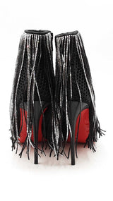 Christian Louboutin Fringe Curtain Ankle Boots Size 38 Eb1125lxzdu