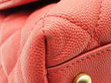 Chanel Coco Large Red Quilted Caviar Leather Top Handle Bag Do0825rzxzde