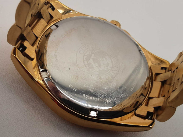 Citizen E111 Eco-drive Black Dial Goldtone Steel Watch Do1025lxzde