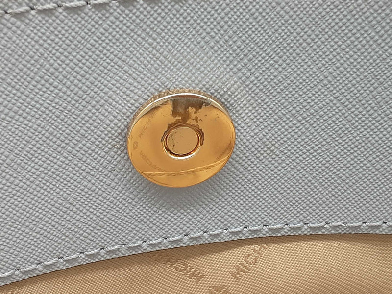 Michael Kors Lynn Brown Signature Blue Saffiano Crossbody Satchel Do0225rxde
