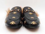 Gucci Princetown Embroidered Slippers In Black Leather Size Eu 41 Fw1225lrxdu
