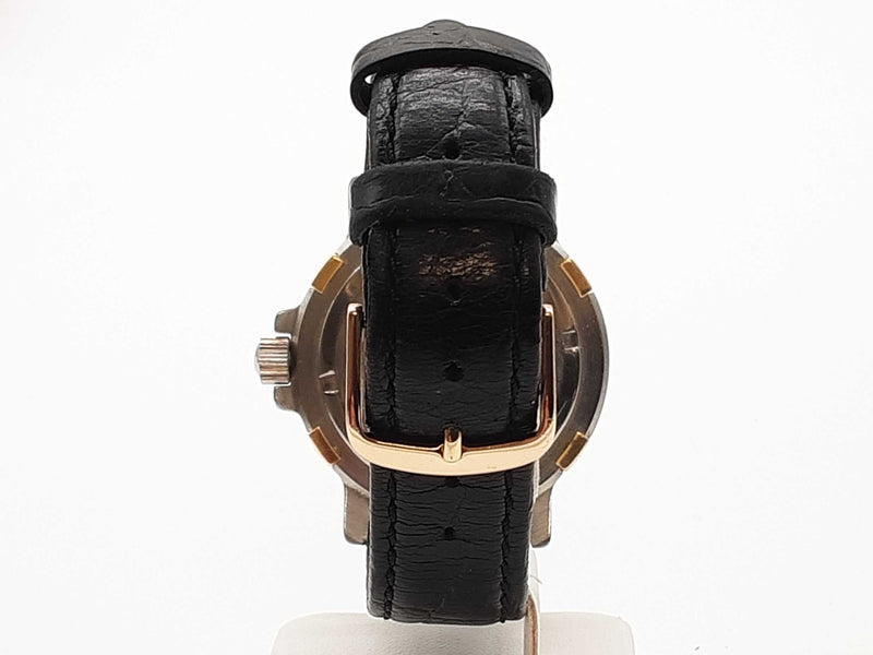 Tiffany & Co M0729 39 Diver Two Tone Steel Black Leather Strap Quartz Watch