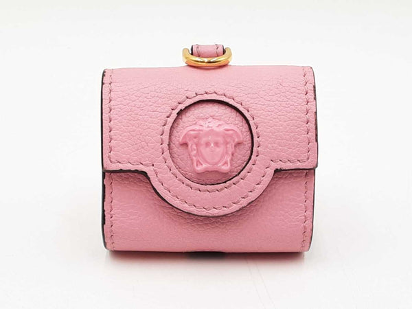 Versace La Mudusa Earbuds Pouch In Pink Leather With Chain Fw0825exdu