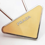 Prada Triangle Emblem Logo Key Holder Bag Charm In Beige Enamel Fw0926oxdu