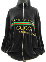 Gucci Maison De L'amour Black Velvet Zipper Sweater Size Xxl Do0425prxde