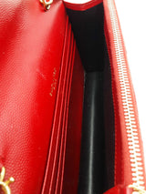 Yves Saint Laurent Quilted Chevron Red Leather Envelope Chain Wallet Eb1026wrxde