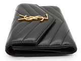 Yves Saint Laurent Ysl Black Chevron Quilted Leather Trifold Wallet Do0426oxzde