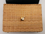 Gucci Sylvie Green Leather Tan Wicker Handbag Do0225exzde