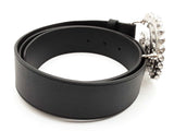 Gucci Crystal Embellished Double G Black Leather Belt Size 95/38 Sd0526crde