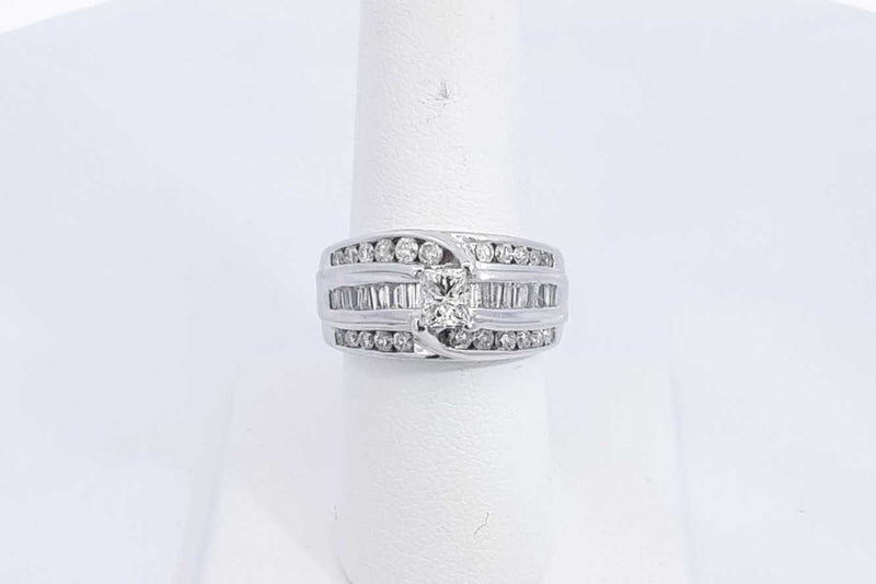 Diamond Approx. 1.68ctw Ring In 14k White Gold 10.5 Grams Size 7 Eb0524icrsa