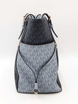 Michael Kors Voyager Tote Bag In Admiral Blue Mk Logo Coated Canvas Fw0526wzdu
