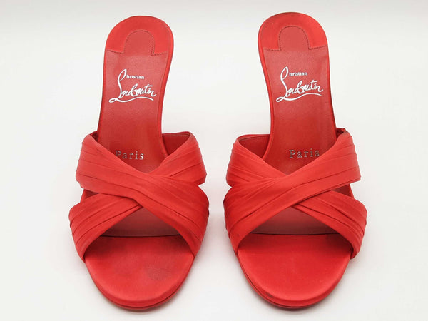 Christian Louboutin Nicol Is Back Red Satin Heels Size Eu 36.5 Do0525lxzde