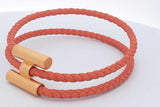 Hermès Orange Braided Leather Bracelet 11.2 Grams 7 Inch Eb1025lexdu