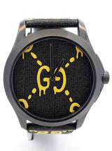 Gucci G-timeless Ghost Black Steel & Rubber 38mm Swiss Quartz Watch Fw0526wrzdu