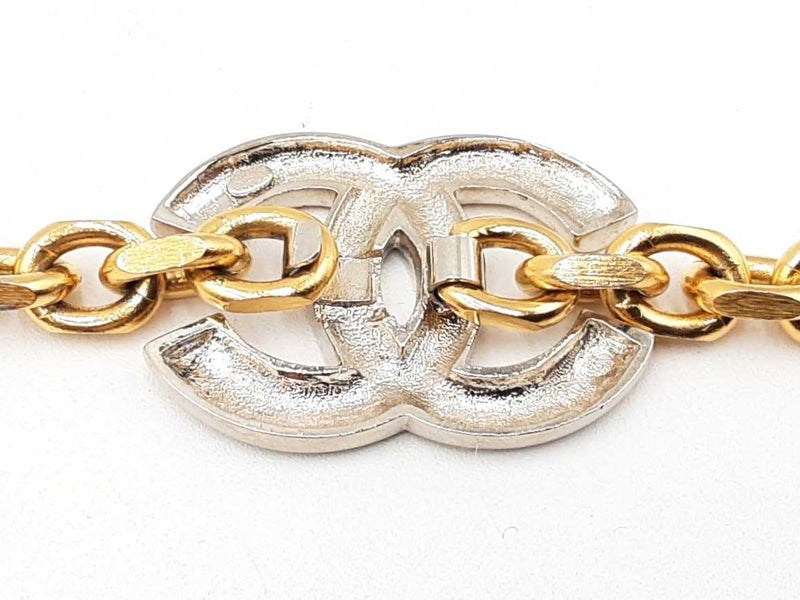 Chanel Cc Logo Silver-tone Belt Buckle & Gold-tone Chain Belt Fw0725ixzdu