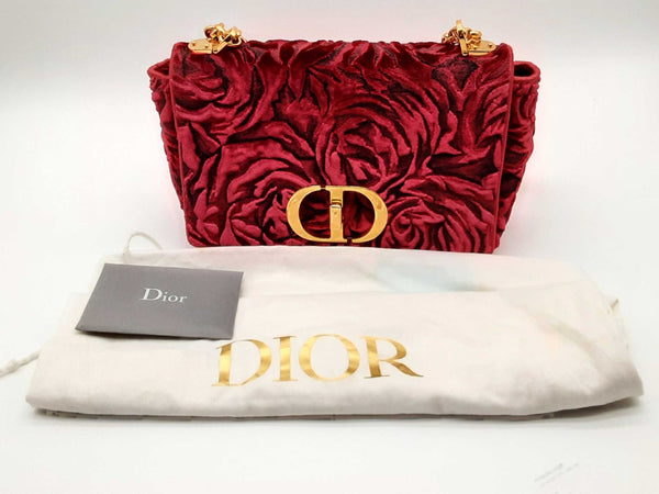 Christian Dior Medium Red Velvet Caro Gold Hardware Crossbody Lh0523lrxzde