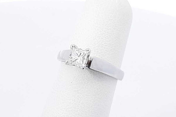 0.42ctw Princess Cut Diamond Ring 14k White Gold 3.4 Grams Size 4.5 Eb0925rerdu