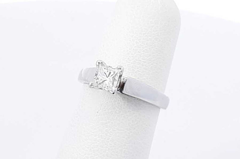 0.42ctw Princess Cut Diamond Ring 14k White Gold 3.4 Grams Size 4.5 Eb0925rerdu