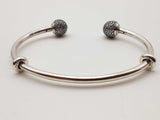 Pandora Moments Open Pave Clear Stone Caps Bangle Bracelet 6.5 In Do0826rde