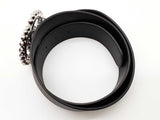 Gucci Crystal Embellished Double G Black Leather Belt Size 95/38 Sd0526crde