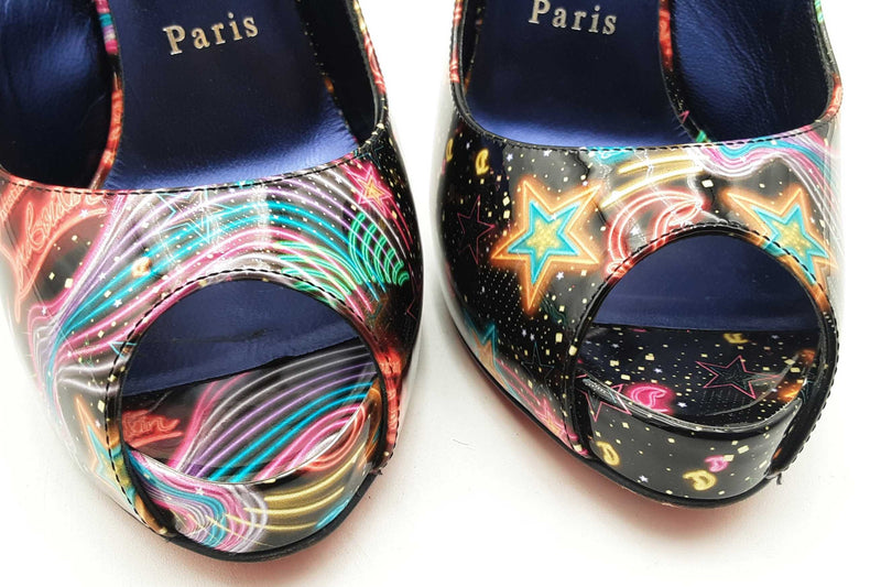 Christian Louboutin Hot Chick Sling Alta Starlight Heels Size 38.5 Eb1025lxzsa