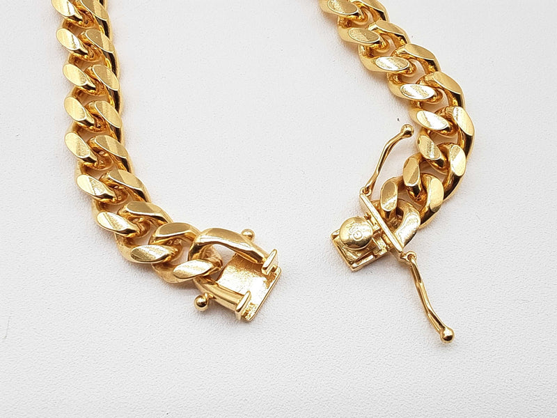 0.925 Sterling Silver Gold Plated Solid Cuban Link Chain 22 In Do0224lexde