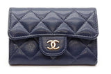 Chanel Navy Blue Quilted Caviar Flap Card Wallet Eb1125pxzdde