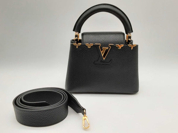 Louis Vuitton Capucine 2 Way Black Pebbled Leather Crossbody Bag Do0924oxzxde