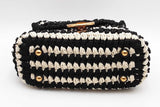 Salvatore Ferragamo Gancini Black & White Crochet Cord Top Handle Bag Eb626wxzsa