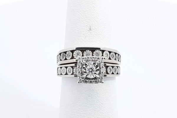 Diamond Engagement Set In 14k White Gold 6.7 Grams Size 6 Eb0724lirsa